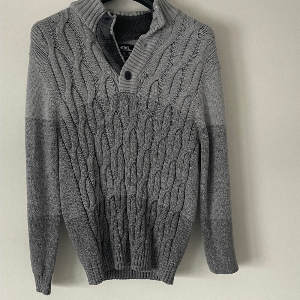Boys Gray Cable Knit Sweater